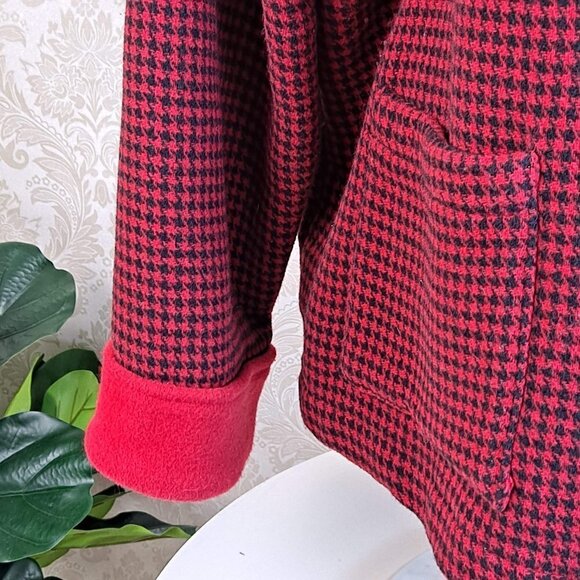 Willow Ridge Red and Black Houndstooth Patterned Jacket 1 Button Closure EUC - Picture 4 of 10
